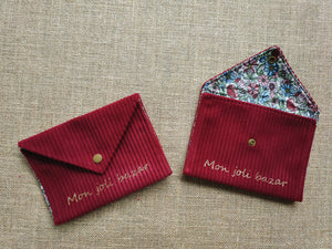 Pochette velours côtelé "Rubis"